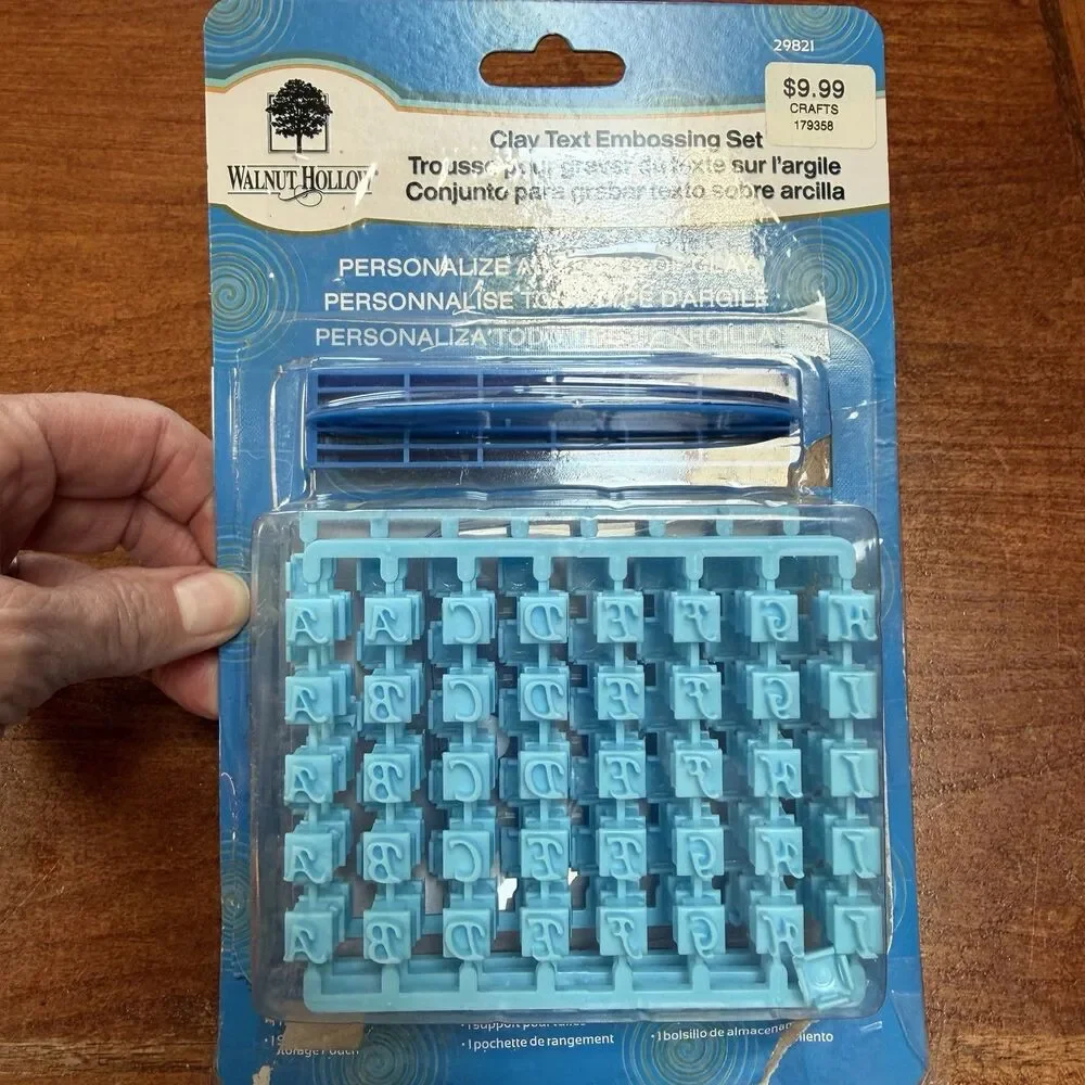 Walnut Hollow Clay Text Embossing Set 160 Tiles Letters Numbers Holder Craft
